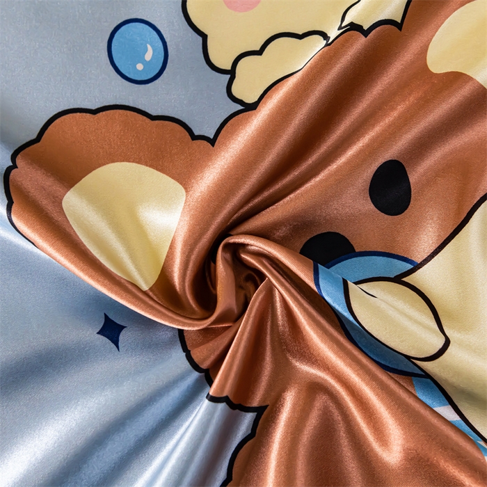 91家纺网 家纺一手货源 找家纺 梦舒羽2025新款可水洗冰丝双人枕套凉爽枕头套枕芯套 抱抱熊