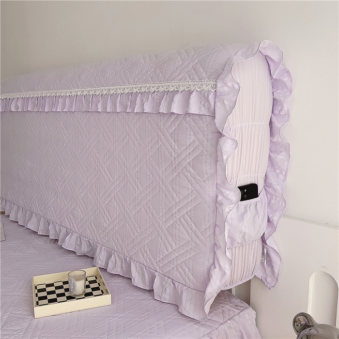 91家纺网 家纺一手货源 找家纺 2024新款亲肤水洗泡泡棉夹棉绗缝床裙款单品及套件 媚紫