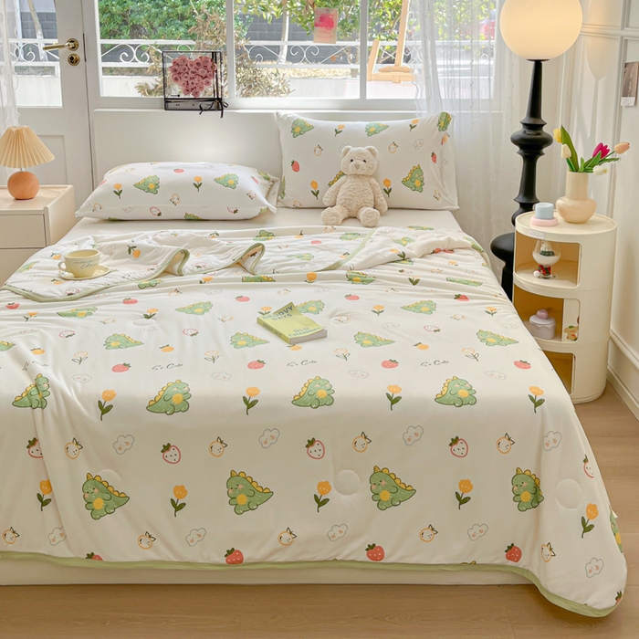 91家纺网 家纺一手货源 找家纺 葡萄家 2024新款A类母婴级大豆纤维牛奶丝针织棉夏凉被 小福龙