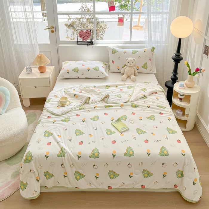 91家纺网 家纺一手货源 找家纺 葡萄家 2024新款A类母婴级大豆纤维牛奶丝针织棉夏凉被 小福龙