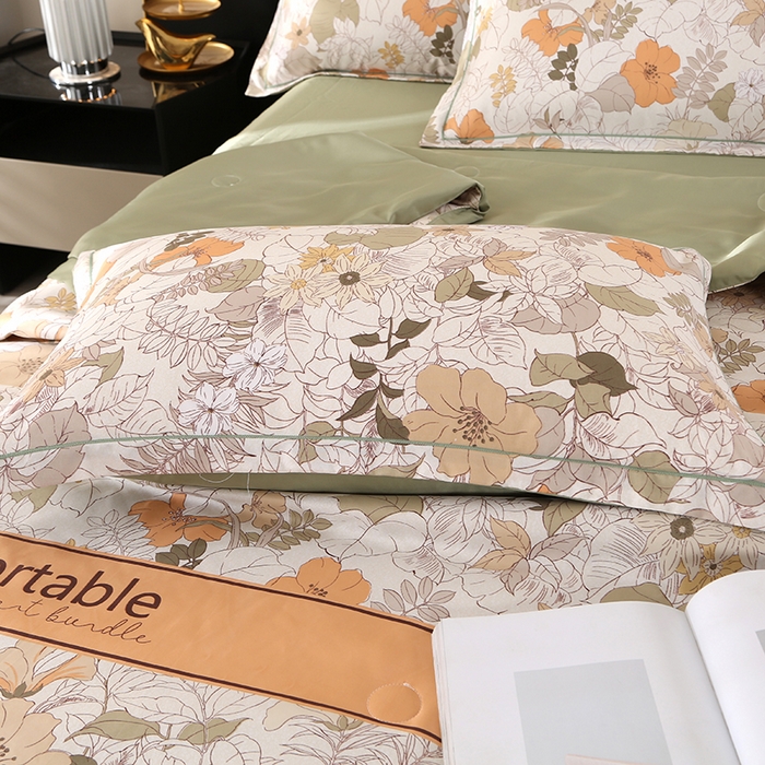 91家纺网 家纺一手货源 找家纺 富之航家纺 2024新款拼角宽边水洗天丝夏被四件套 织梦