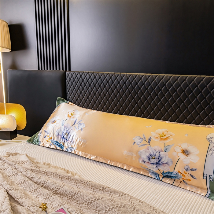 91家纺网 家纺一手货源 找家纺 梦舒羽2025新款可水洗冰丝双人枕套凉爽枕头套枕芯套 暗香