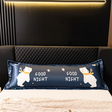 梦舒羽2025新款可水洗冰丝双人枕套凉爽枕头套枕芯套 白白熊