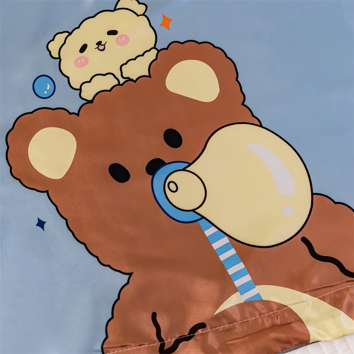 91家纺网 家纺一手货源 找家纺 梦舒羽2025新款可水洗冰丝双人枕套凉爽枕头套枕芯套 抱抱熊