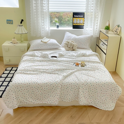 Mr.pig猪先生水洗棉 2024新款5A抗菌针织棉印花夏被 五彩波点