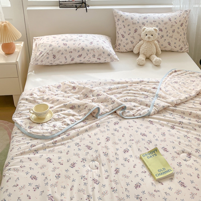 91家纺网 家纺一手货源 找家纺 葡萄家 2024新款A类母婴级大豆纤维牛奶丝针织棉夏凉被 紫色花甜