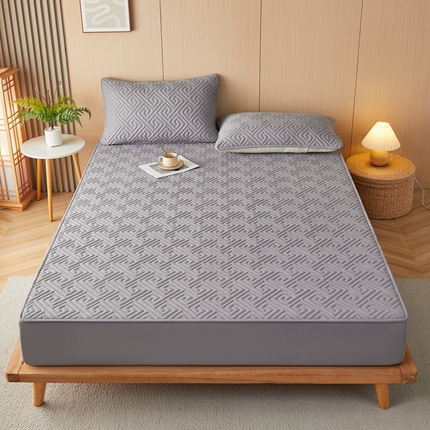 91家纺网 家纺一手货源 找家纺 （总）蕾诺家纺 2024新款纯色水洗纯棉夹棉防水床笠