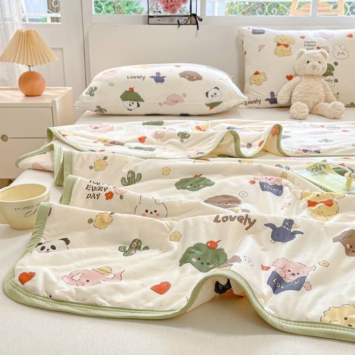 91家纺网 家纺一手货源 找家纺 葡萄家 2024新款A类母婴级大豆纤维牛奶丝针织棉夏凉被 游园记