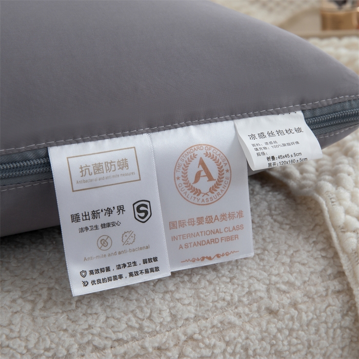91家纺网 家纺一手货源 找家纺 照世 2024新款凉感丝贴布绣抱枕被 深灰色