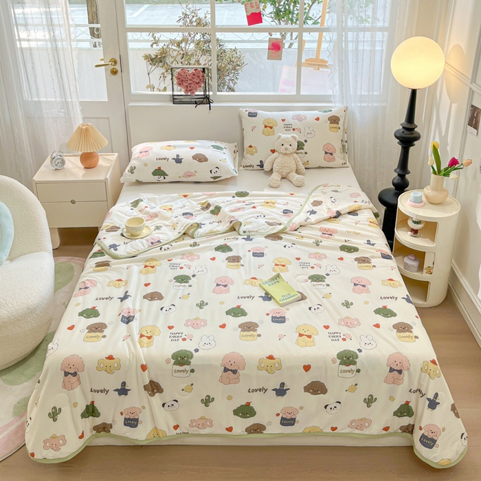 91家纺网 家纺一手货源 找家纺 葡萄家 2024新款A类母婴级大豆纤维牛奶丝针织棉夏凉被 游园记