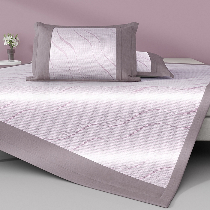 91家纺网 家纺一手货源 找家纺 伊被源 2024新款抗菌水洗绣花冰丝席--波澜 波澜-冰清紫