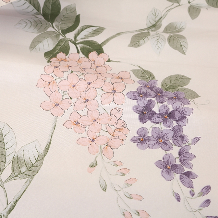 91家纺网 家纺一手货源 找家纺 富之航家纺 2024新款拼角宽边水洗天丝夏被四件套 紫藤花紫