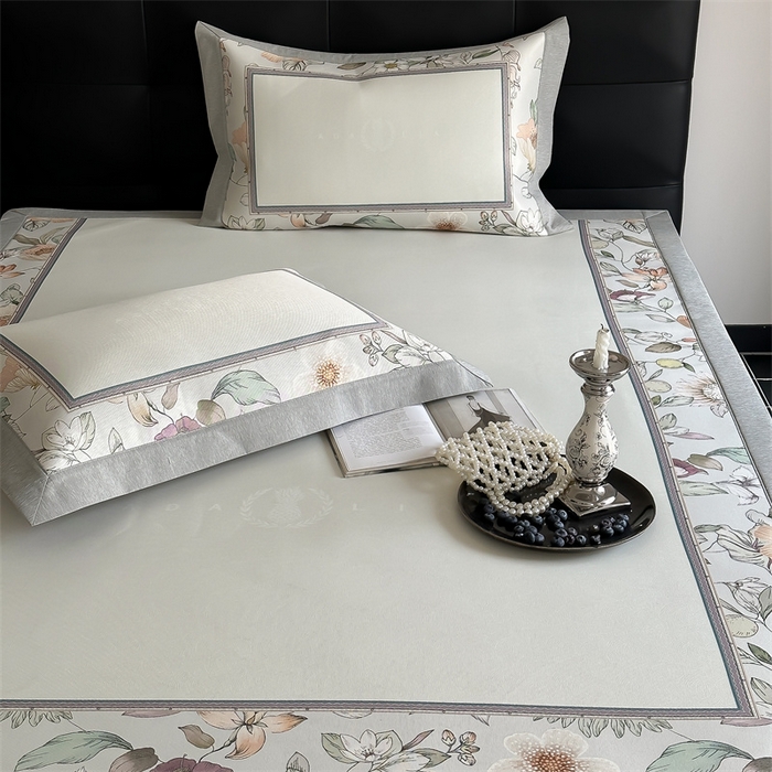 91家纺网 家纺一手货源 找家纺 三味舒屋 2026新款凉感抗菌防螨印花冰丝养生席手绘系列【花卉】床席款 晚芙