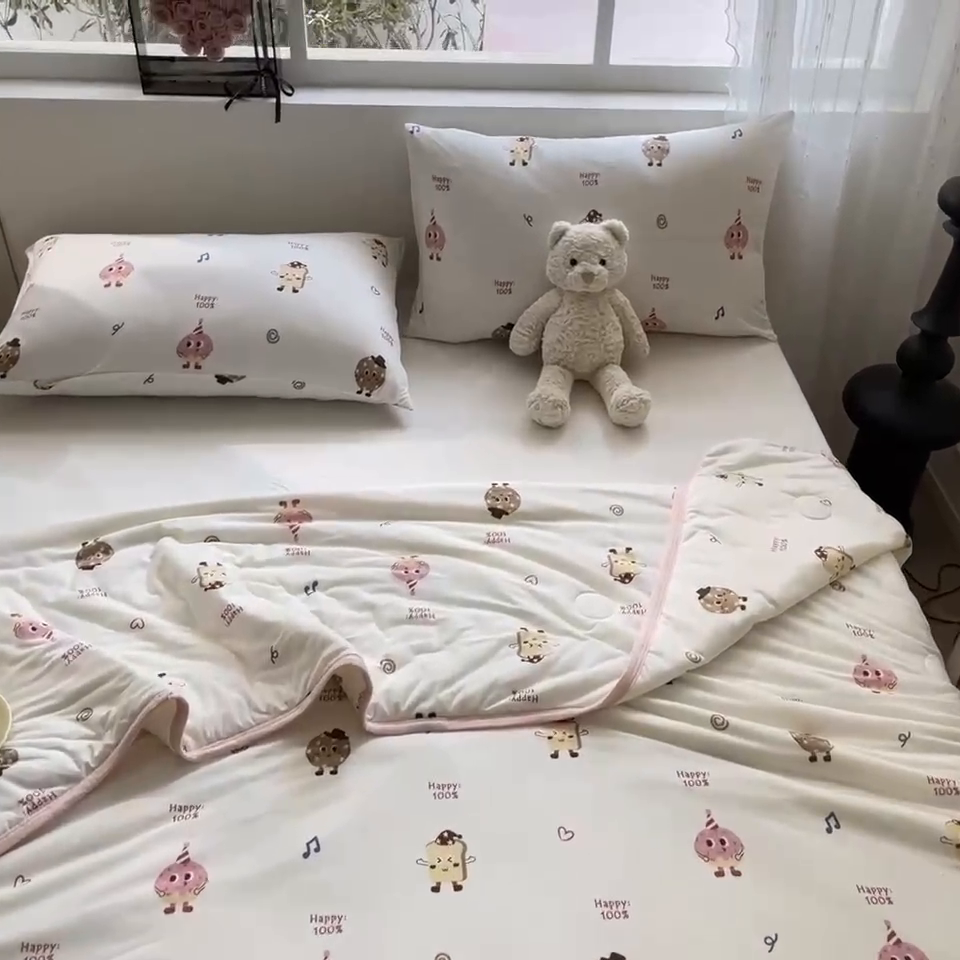 91家纺网 家纺一手货源 找家纺 葡萄家 2024新款A类母婴级大豆纤维牛奶丝针织棉夏凉被 甜甜圈