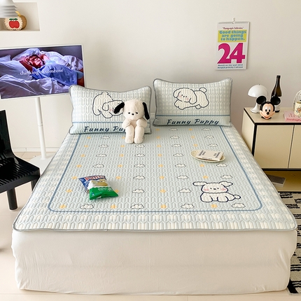 91家纺网 家纺一手货源 找家纺 （总）顾里家纺 顾里家纺 2024新款凉感丝数码印花INS风大版凉席三件套