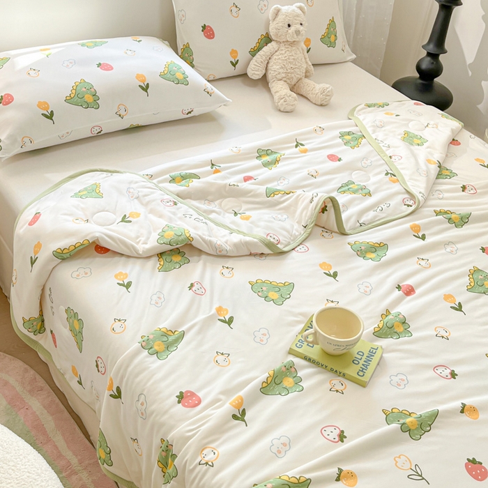 91家纺网 家纺一手货源 找家纺 葡萄家 2024新款A类母婴级大豆纤维牛奶丝针织棉夏凉被 小福龙