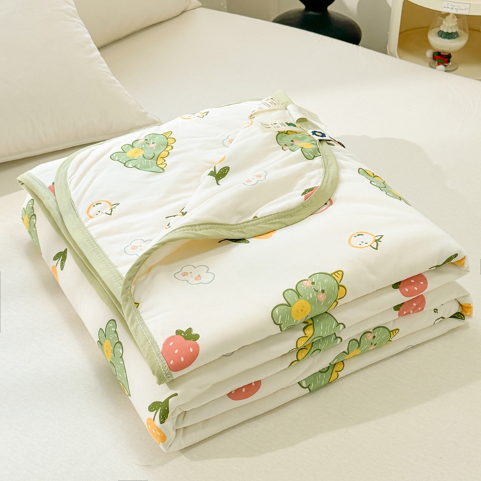 91家纺网 家纺一手货源 找家纺 葡萄家 2024新款A类母婴级大豆纤维牛奶丝针织棉夏凉被 小福龙