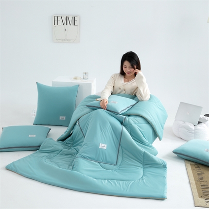 照世 2024新款凉感丝贴布绣抱枕被 云水绿