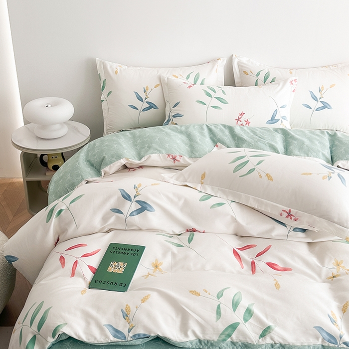 91家纺网 家纺一手货源 找家纺 凌云家纺 2025新款A类13372全棉床单款四件套学生宿舍三件套 缤纷初夏