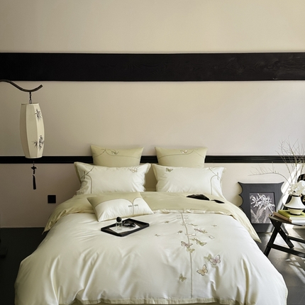 91家纺网 家纺一手货源 找家纺 （总）FORTWO2024新款50S新中式长绒棉四件套-场景二