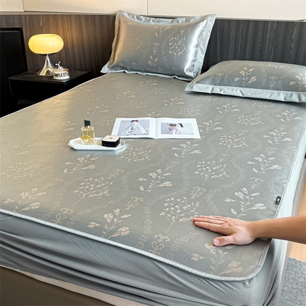 三味舒屋 2025新款轻奢主义抗菌防螨凉感提花冰丝养生席床笠款 繁花
