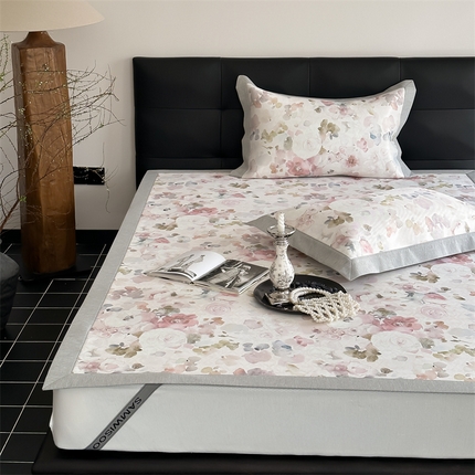 三味舒屋 2026新款凉感抗菌防螨印花冰丝养生席手绘系列【花卉】床席款 云裳