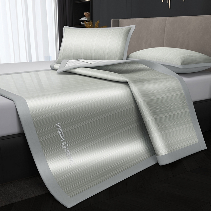 91家纺网 家纺一手货源 找家纺 伊被源 2024新款亲肤舒适品味生活凉感席 肌理灰