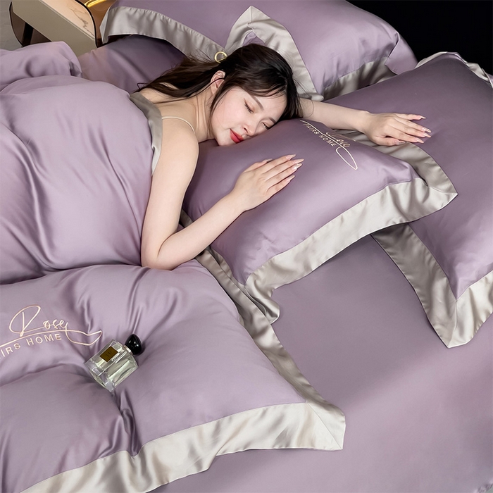 91家纺网 家纺一手货源 找家纺 瑞驰家纺 2024新款60兰精天丝四件套-罗莎琳 山岚紫