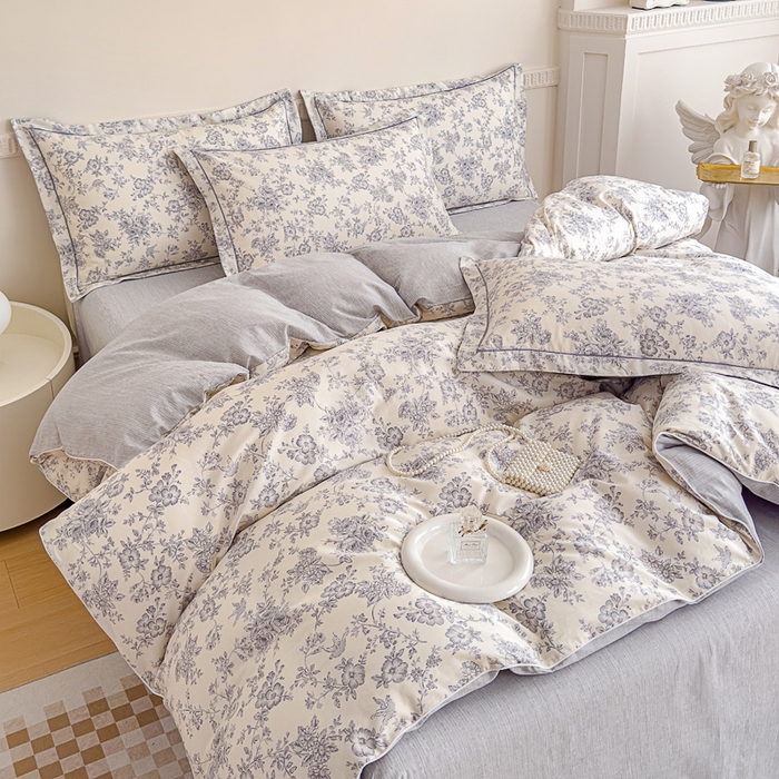 91家纺网 家纺一手货源 找家纺 丽卡家纺  家居馆 2024新款全棉四件套纯棉四件套碎花四件套 洛璃