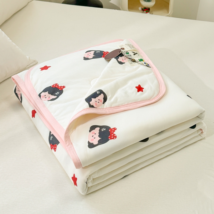 91家纺网 家纺一手货源 找家纺 葡萄家 2024新款A类母婴级大豆纤维牛奶丝针织棉夏凉被 可爱丸子