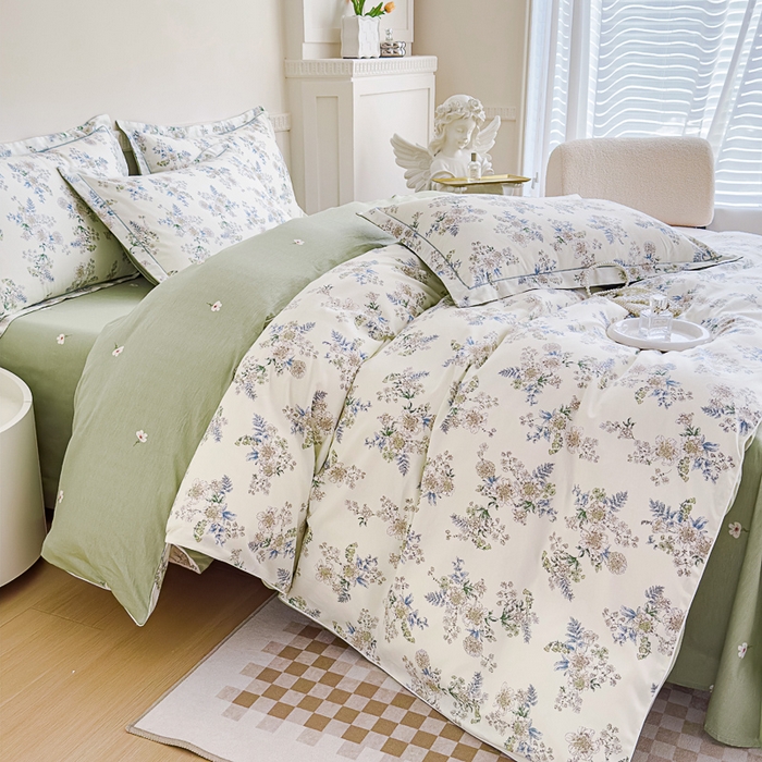 91家纺网 家纺一手货源 找家纺 丽卡家纺  家居馆 2024新款全棉四件套纯棉四件套碎花四件套 云中忆