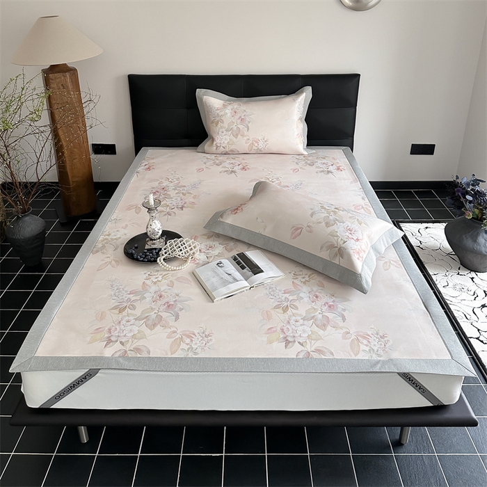 91家纺网 家纺一手货源 找家纺 三味舒屋 2026新款凉感抗菌防螨印花冰丝养生席手绘系列【花卉】床席款 雅韵