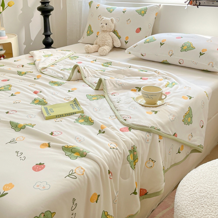 91家纺网 家纺一手货源 找家纺 葡萄家 2024新款A类母婴级大豆纤维牛奶丝针织棉夏凉被 小福龙