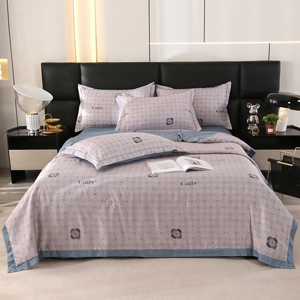 富之航家纺 2024新款拼角宽边水洗天丝夏被四件套 梵希