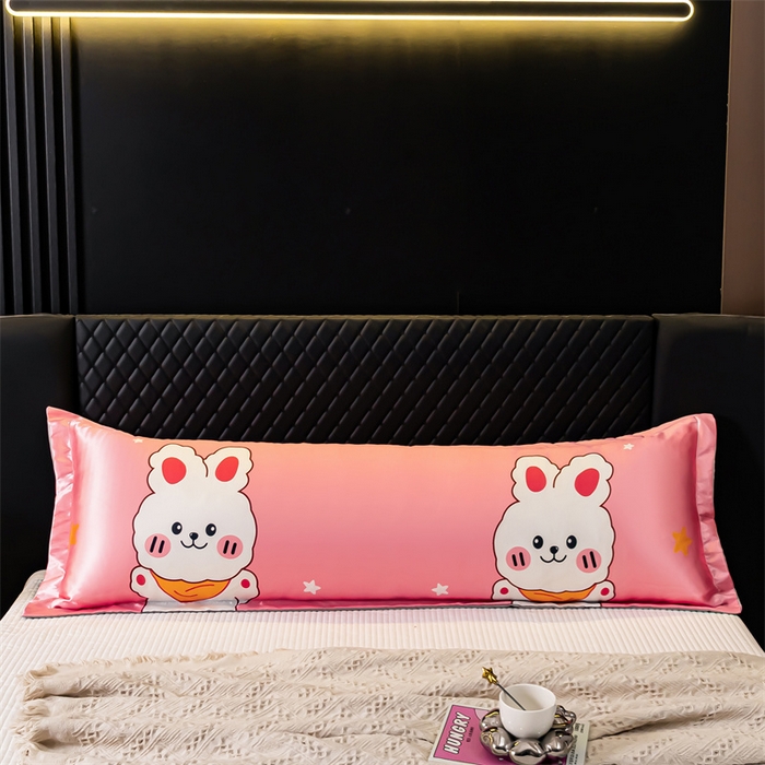 91家纺网 家纺一手货源 找家纺 梦舒羽2025新款可水洗冰丝双人枕套凉爽枕头套枕芯套 小兔叽