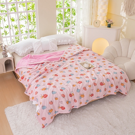 91家纺网 家纺一手货源 找家纺 梓依 2024新款泡泡纱夏被 南瓜萌宠