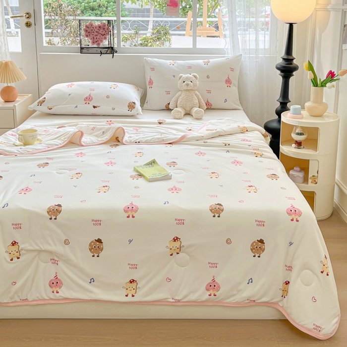 91家纺网 家纺一手货源 找家纺 葡萄家 2024新款A类母婴级大豆纤维牛奶丝针织棉夏凉被 甜甜圈