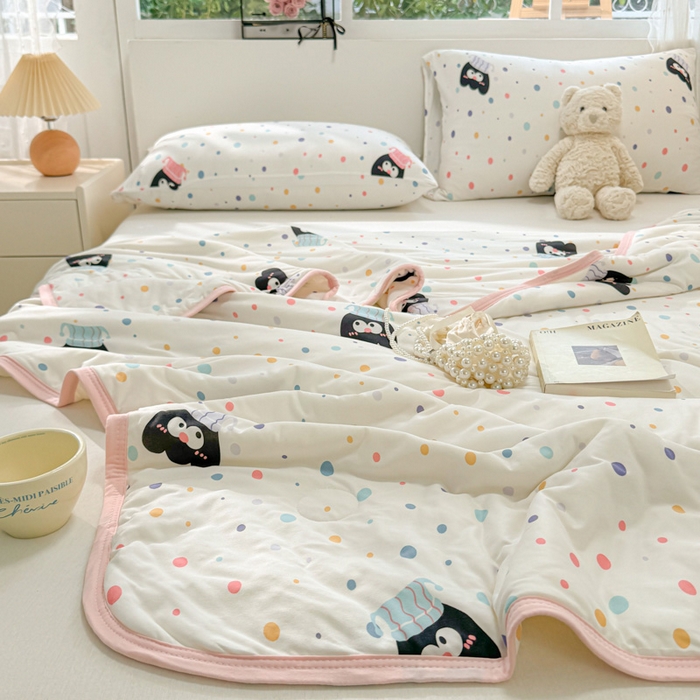 91家纺网 家纺一手货源 找家纺 葡萄家 2024新款A类母婴级大豆纤维牛奶丝针织棉夏凉被 奇趣豆豆