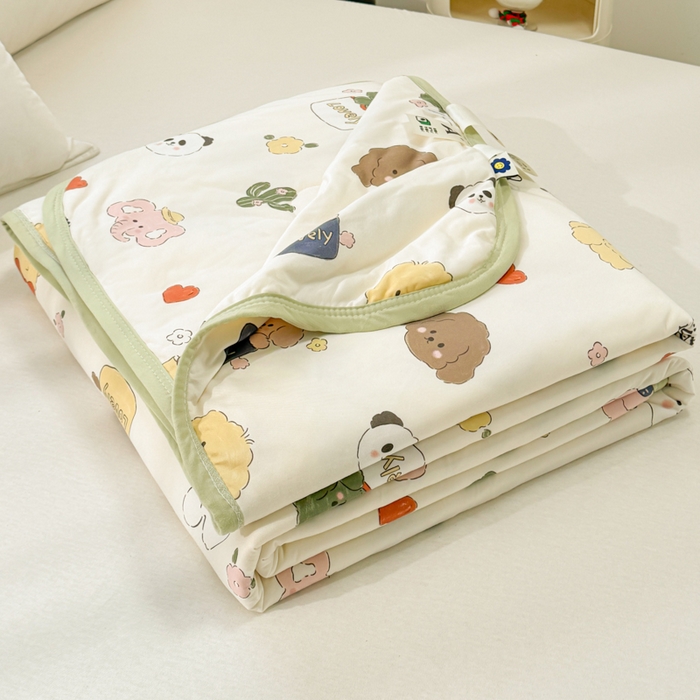 91家纺网 家纺一手货源 找家纺 葡萄家 2024新款A类母婴级大豆纤维牛奶丝针织棉夏凉被 游园记