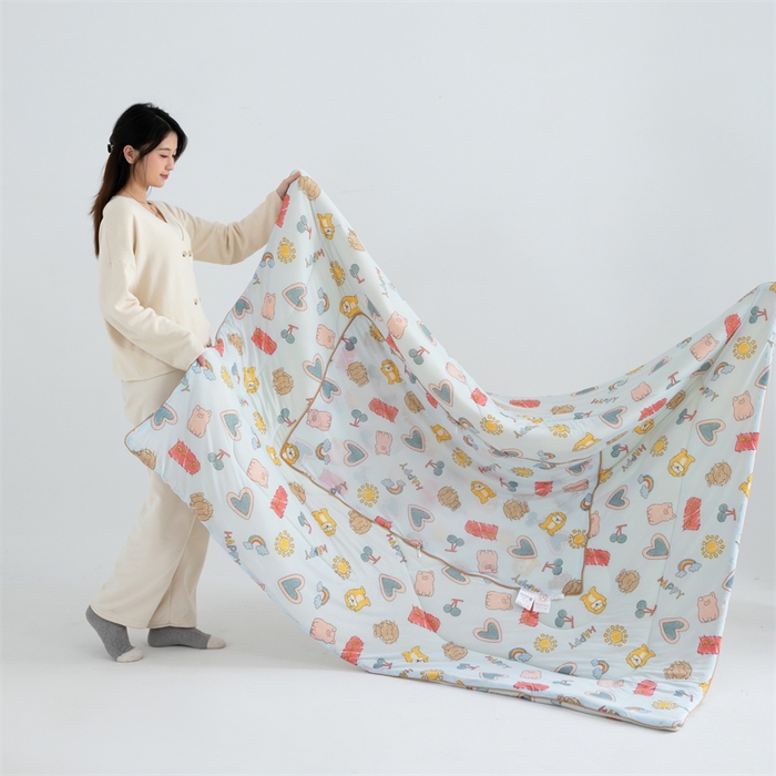 91家纺网 家纺一手货源 找家纺 照世 2025新款凉感丝印花抱枕被 动物园