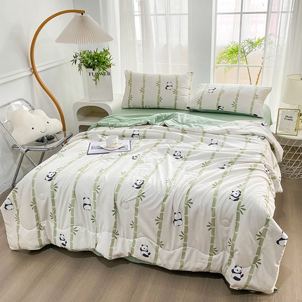 91家纺网 家纺一手货源 找家纺 ME/ERA HOME寐时代 2024新款泡泡棉印花夏被四件套 熊猫