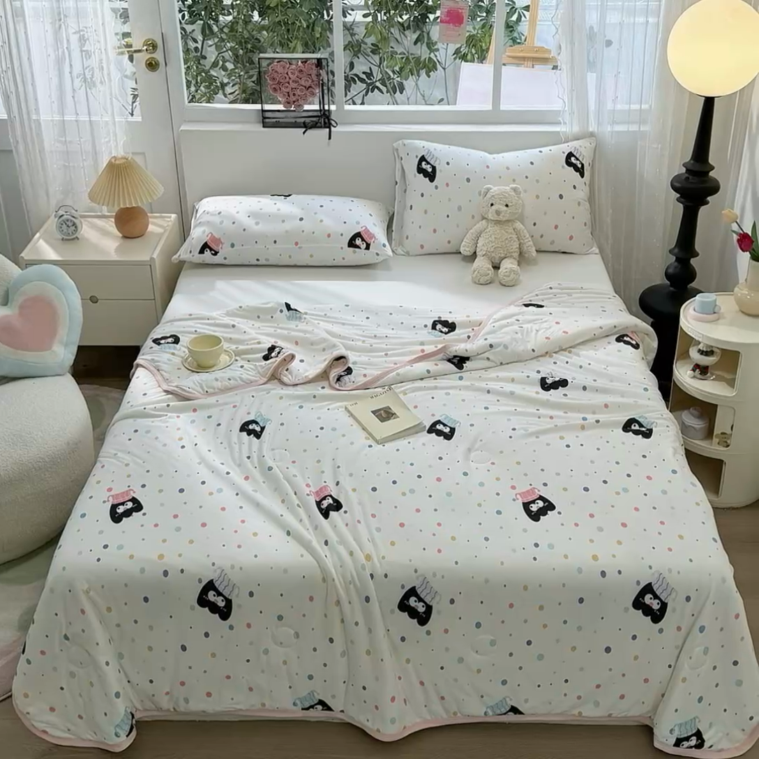 91家纺网 家纺一手货源 找家纺 葡萄家 2024新款A类母婴级大豆纤维牛奶丝针织棉夏凉被 奇趣豆豆