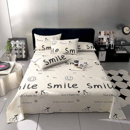 91家纺网 家纺一手货源 找家纺 DoDo 兜兜 2024新款全棉纯棉简约条格单床单可定制定做 笑口常开