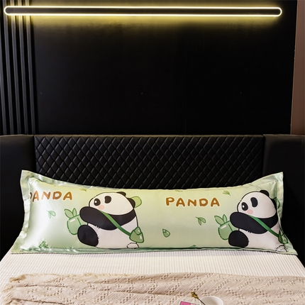 梦舒羽2025新款可水洗冰丝双人枕套凉爽枕头套枕芯套 熊猫乐园