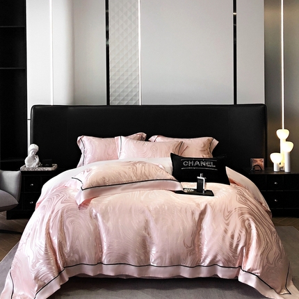 91家纺网 家纺一手货源 找家纺 博纳家纺 2024新款13372喷气纯棉四件套 粉玉