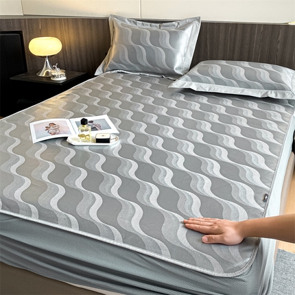 三味舒屋 2025新款轻奢主义抗菌防螨凉感提花冰丝养生席床笠款 浮光