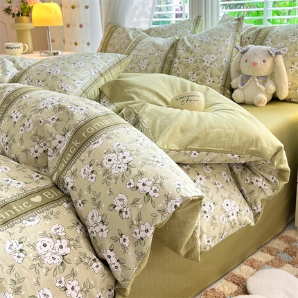 多品家纺 2024年直播爆款12868全棉四件套 清香花田