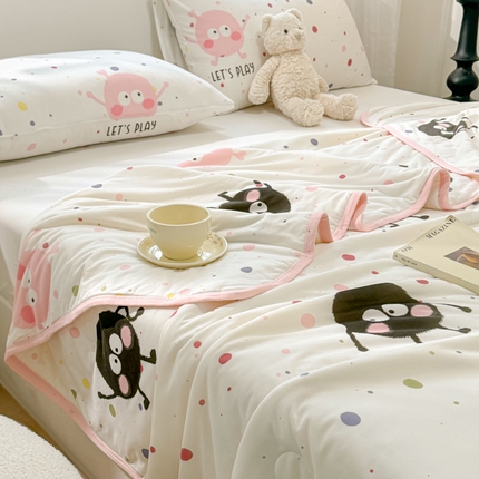 葡萄家 2024新款A类母婴级大豆纤维牛奶丝针织棉夏凉被 波点煤球