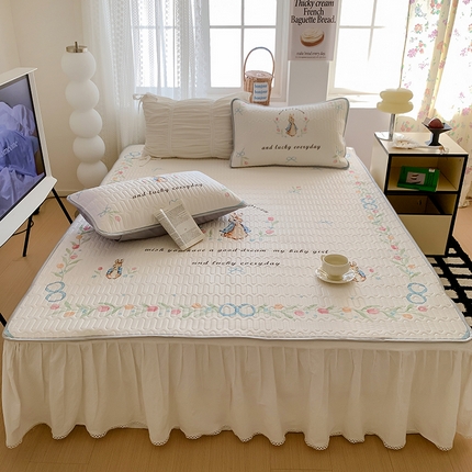 顾里家纺 顾里家纺 2024新款凉感丝数码印花INS风大版凉席三件套 彼得兔