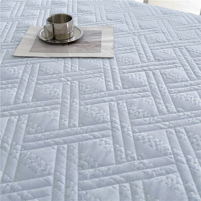 91家纺网 家纺一手货源 找家纺 十个点 2024新款亲肤水洗泡泡棉夹棉绗缝床裙款单品及套件 天蓝